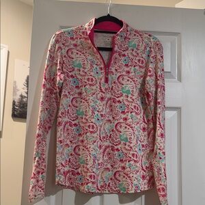 Vibrant Paisley Long Sleeve Top - Pink and Cream